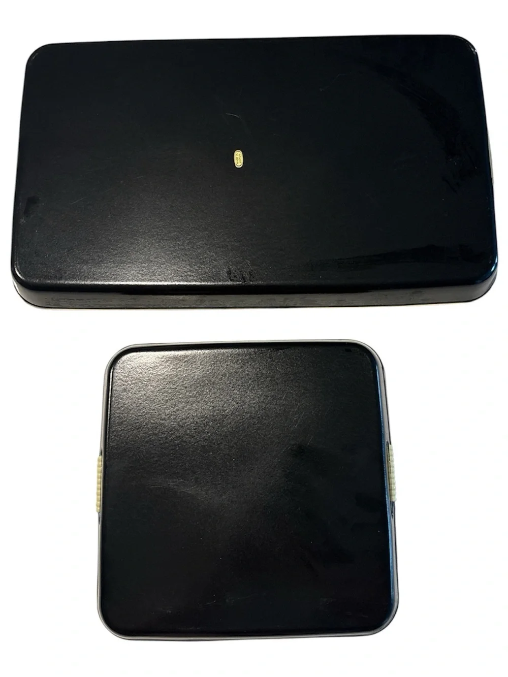 Vintage MCM Penguin & Christmas Tree Holiday Serving Trays - White, Green, Black